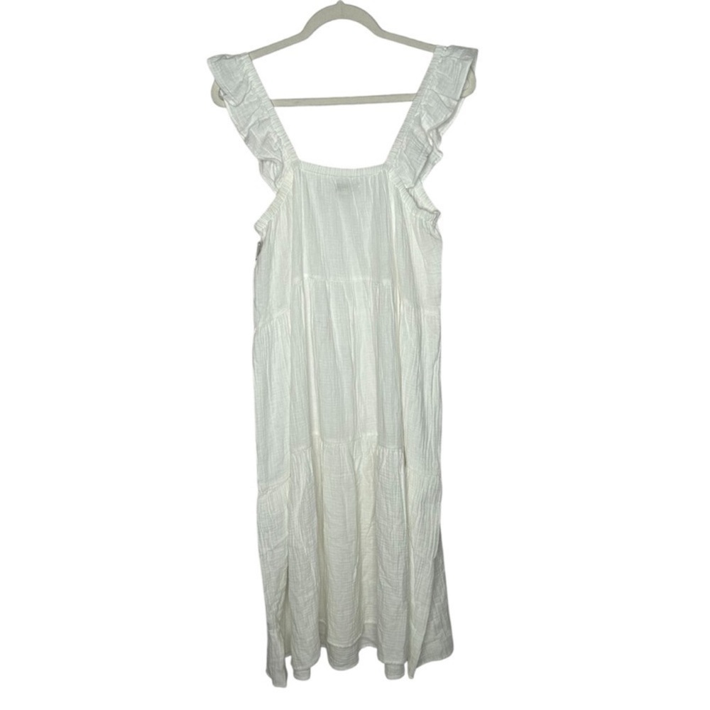 Frye & Co Gauze Textured White Tiered Sleeveless Dress. - Picture 4 of 11